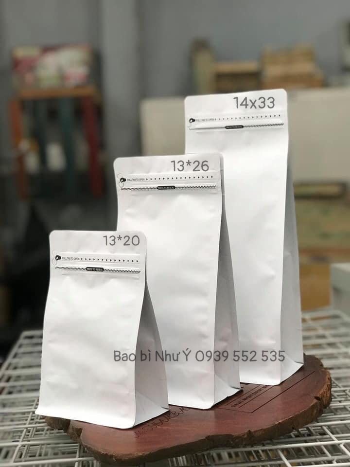 [1KG/SIZE]- TÚI ZIPPER 8 CẠNH ĐỰNG CAFE (MÀU TRẮNG - ĐỎ - ĐEN, GIẤY, BẠC, ĐỒNG)