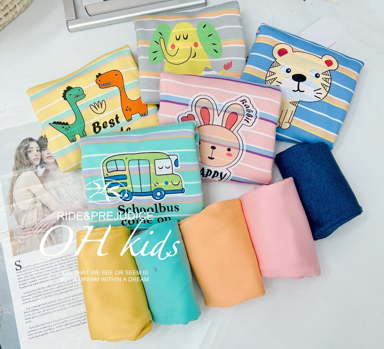 Bộ nỉ sọc hình thú cho bé 5-15kg