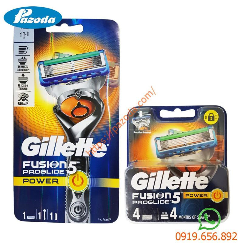 Combo dao cạo râu và hộp 4 đầu cạo Gillette Fusion5 Proglide Power (1 cán + 1 đầu cạo gắn sẵn và 4 đầu cạo dự phòng) giá rẻ