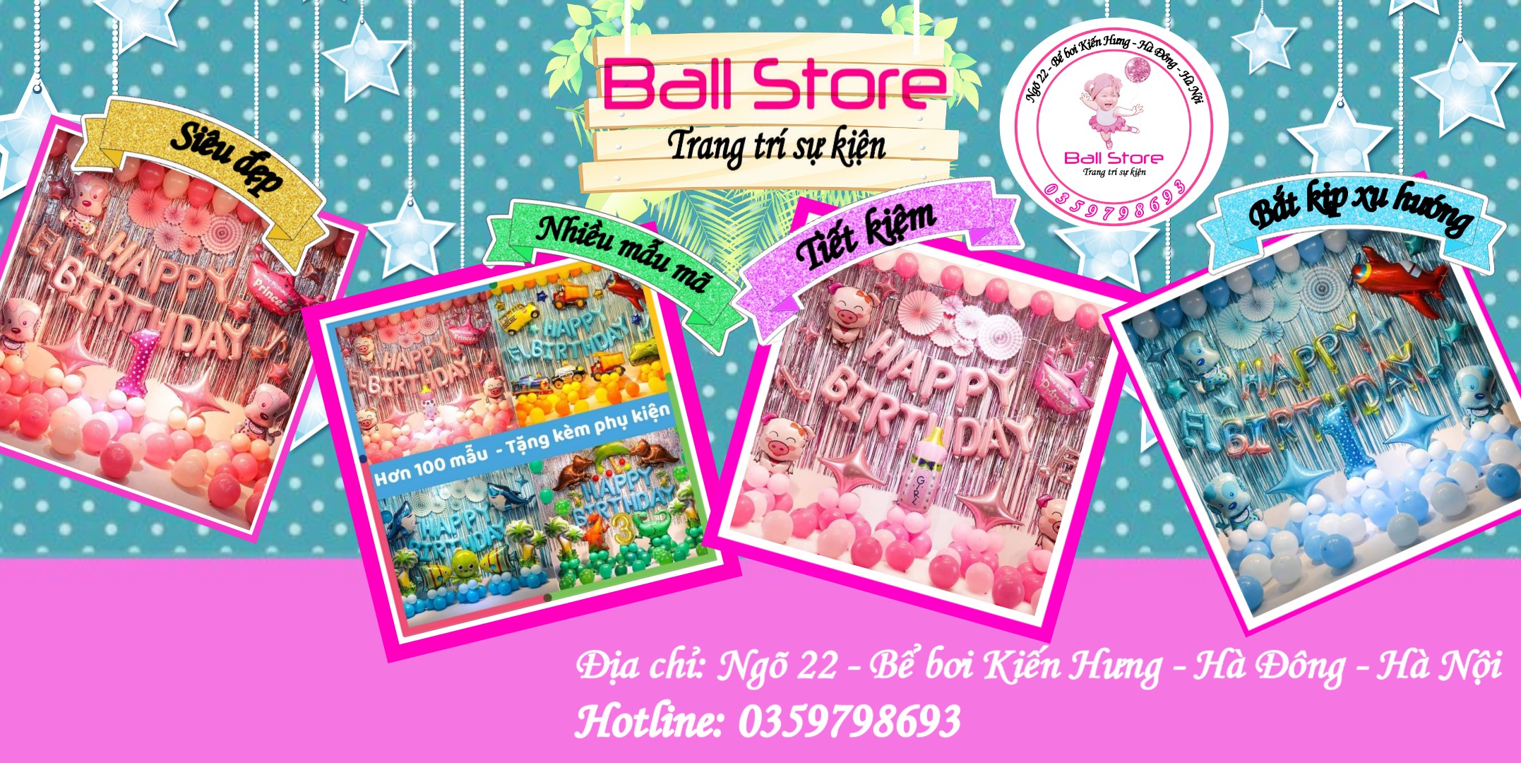 Set Bóng Trang Trí Phòng cưới Happy Wedding