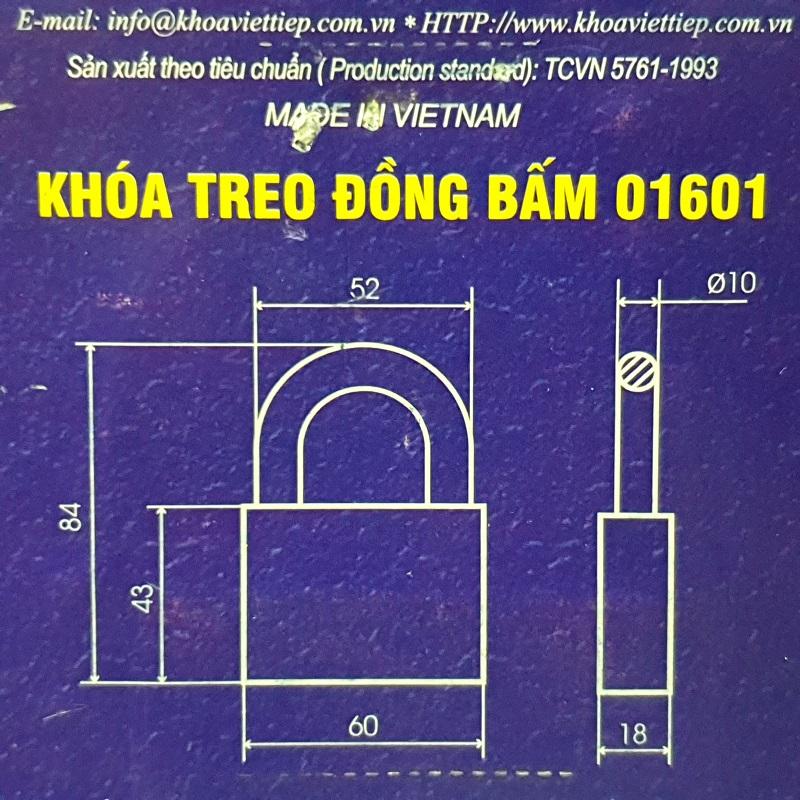 Khóa Treo Đồng Bấm 6P Việt Tiệp 01601