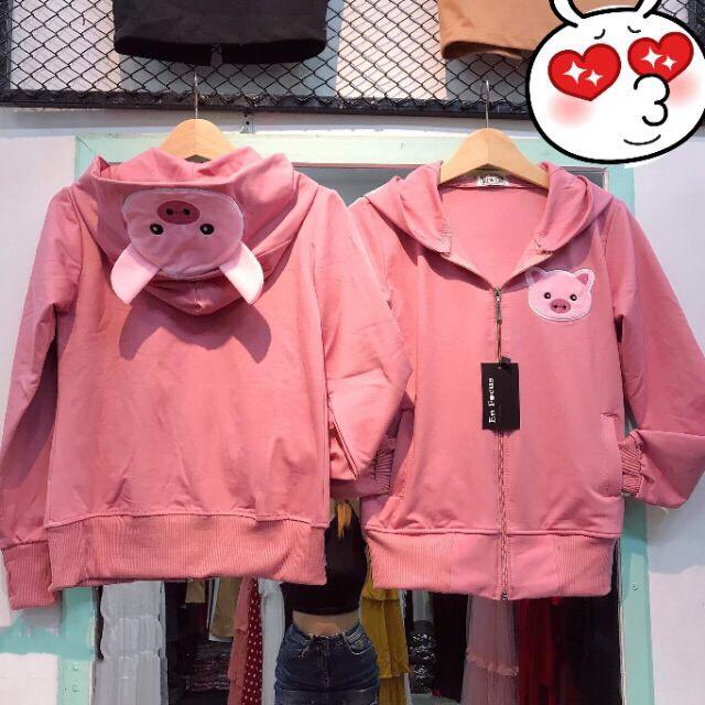 Áo khoác da cá tản nhiệt ngày hè, phối hình heo con siêu dễ thương TP