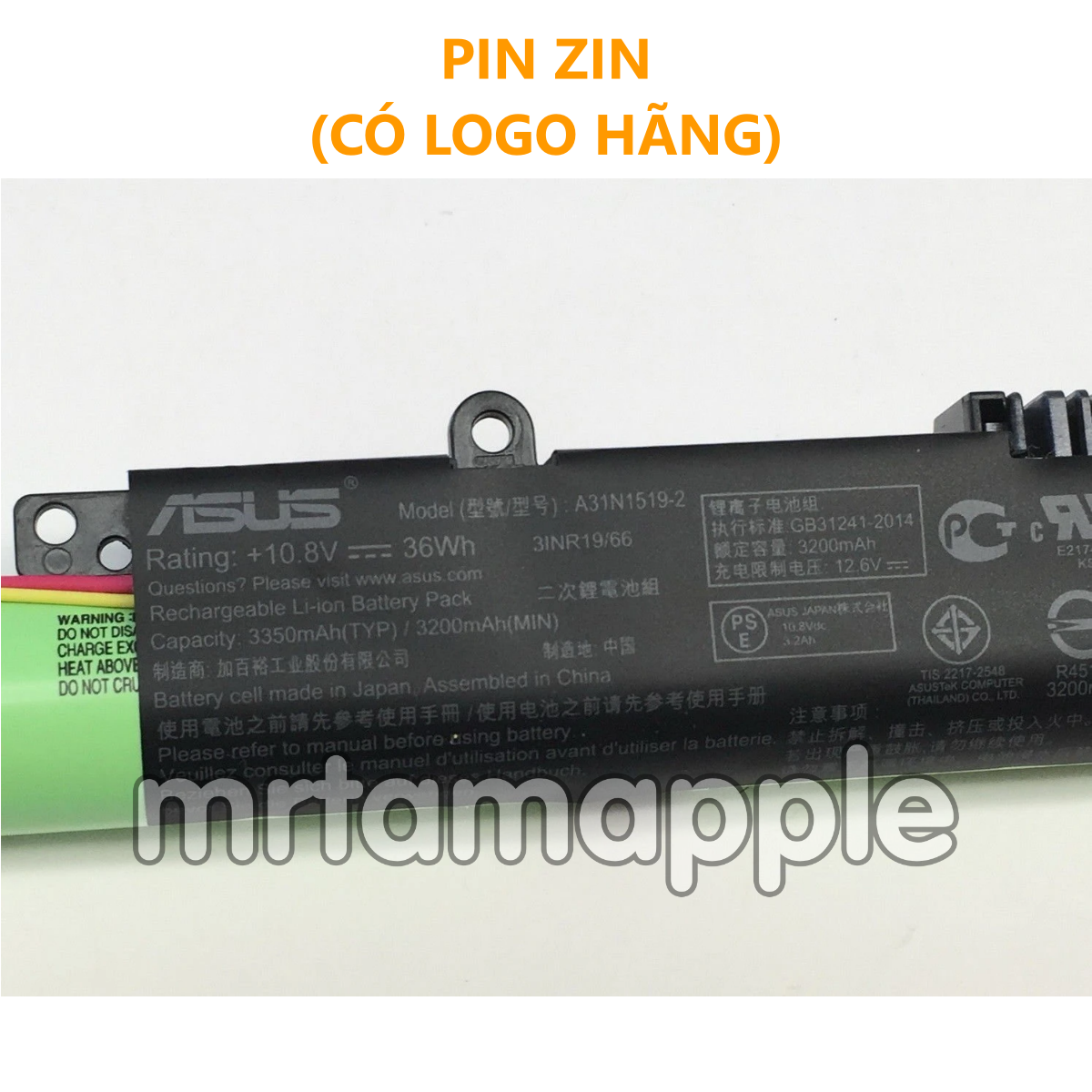 PIN LAPTOP ASUS X540 (A31N1519) - 3 CELL dành cho A540 R540 X540 X540L X540S X540Y