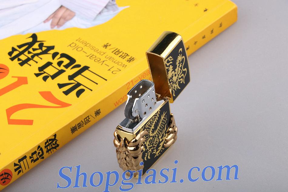 Bật Lửa KHÒ TIA Rồng Đen Vàng