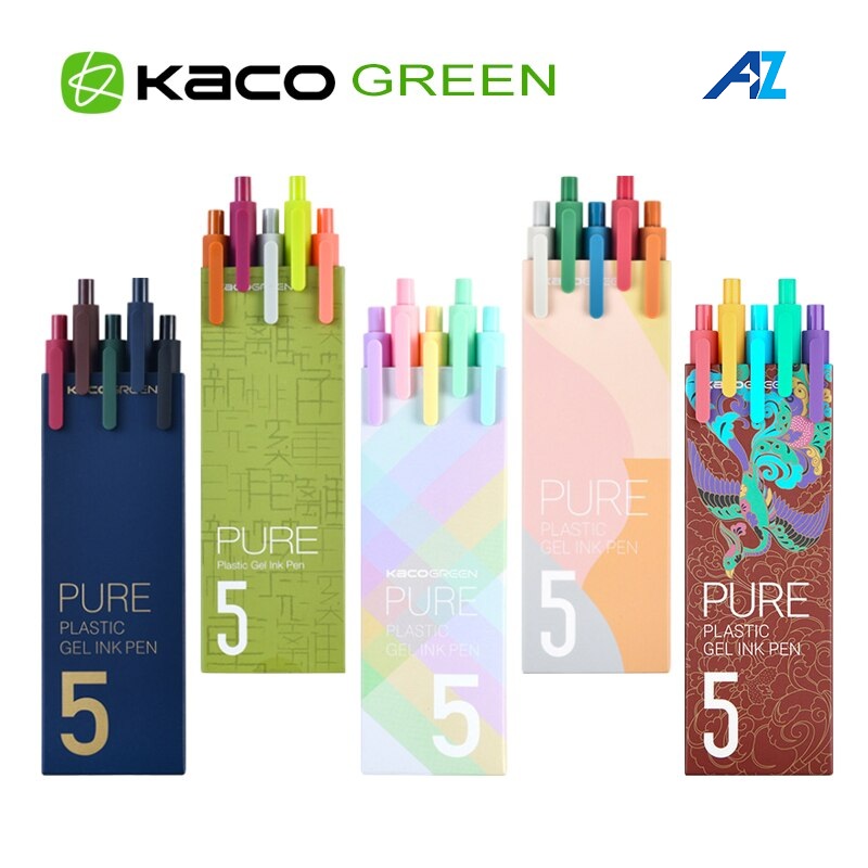 Bộ 5 bút bi gel Kaco Pure cỡ 05mm