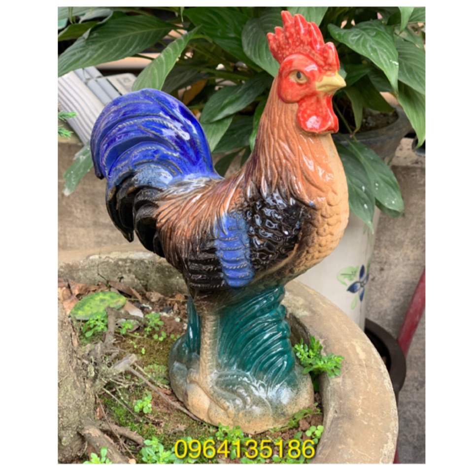 Tượng gà trống cao 24cm gốm sứ Bát Tràng