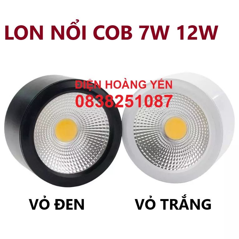 Đèn ống bơ ốp trần nổi 7w , 12w vỏ đen, đèn lon nổi 3 chế độ ánh sáng + bảo hành 2 năm