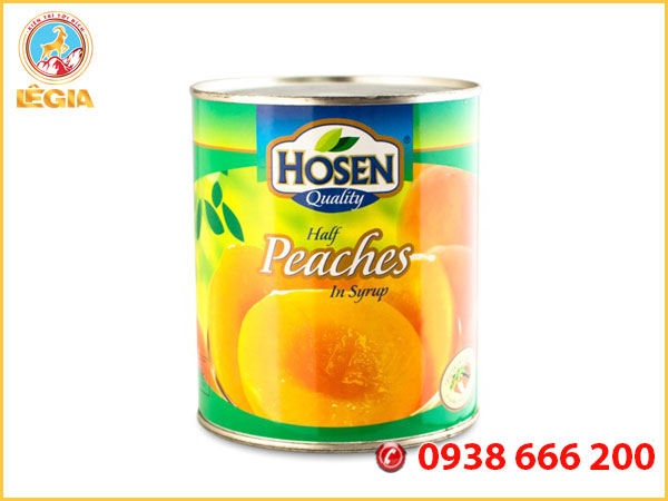 Đào ngâm Hosen lon 825gr - đào lon, đào hosen, pha trà, trà đào, đào miếng