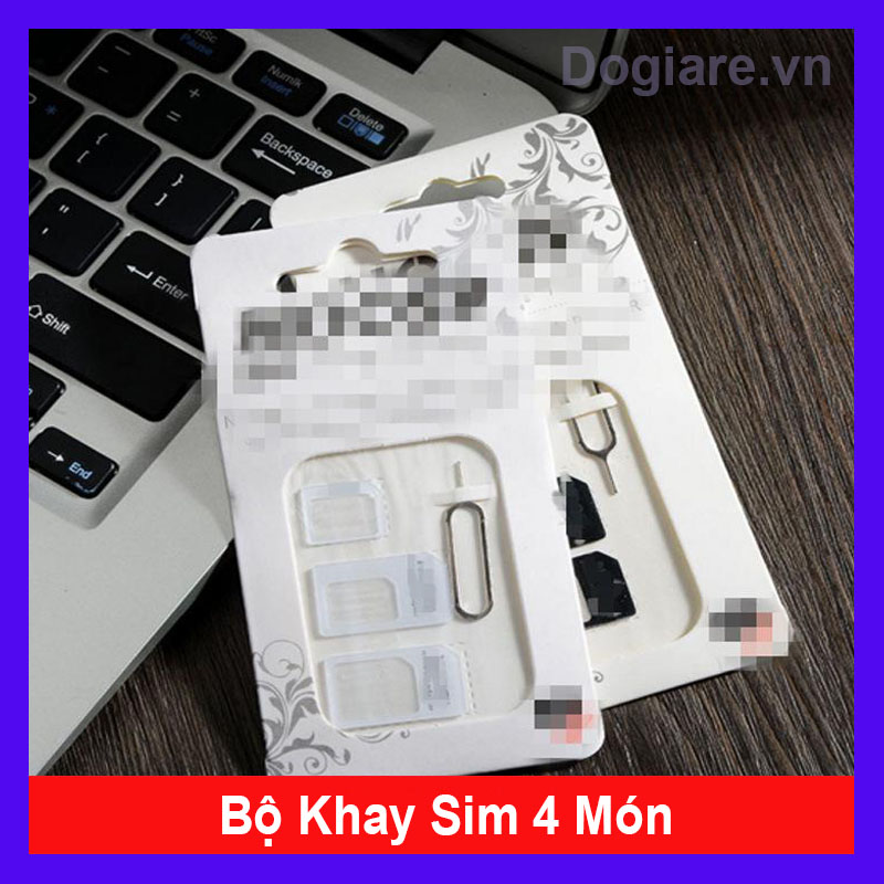 Bộ SIM Card Adapter 4 trong 1 Nano Micro SIM Adapter có Que chọc sim