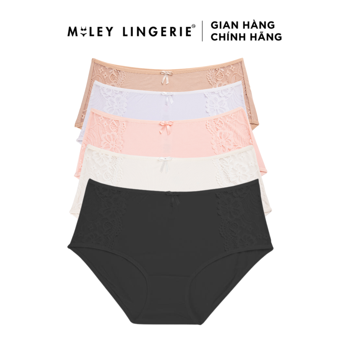 Combo 5 Quần Lót Nữ Lưng Cao Modal Phối Ren Chất Liệu Kháng Khuẩn Active Miley LingerieCombo 5 Modal High Waisted Panties With Lace MILEY LINGERIE