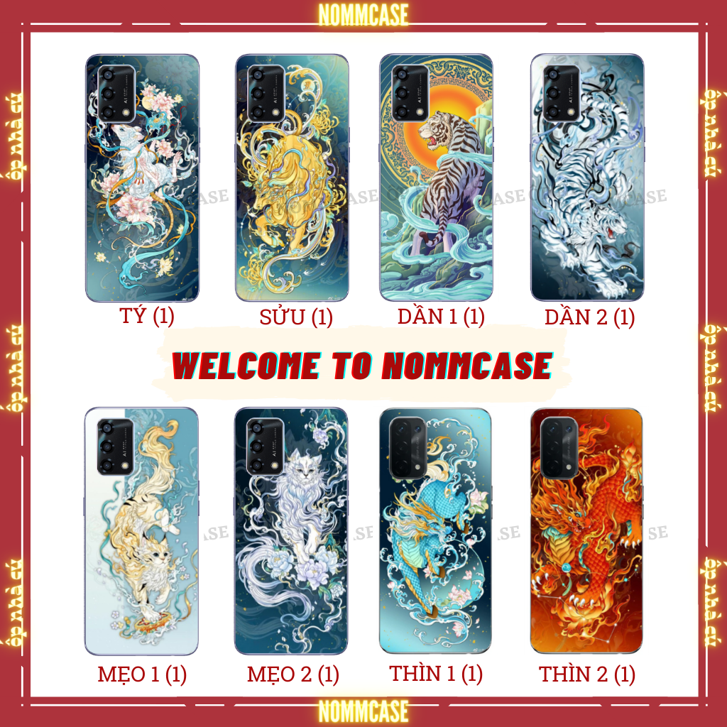 Ốp lưng oppo f19 , oppo f19s , oppo a74 4g , oppo a95 4g , oppo a93 5g , oppo a54 , oppo a55 5g , oppo a16 , chất kính và dẻo, in hình 12 con giáp