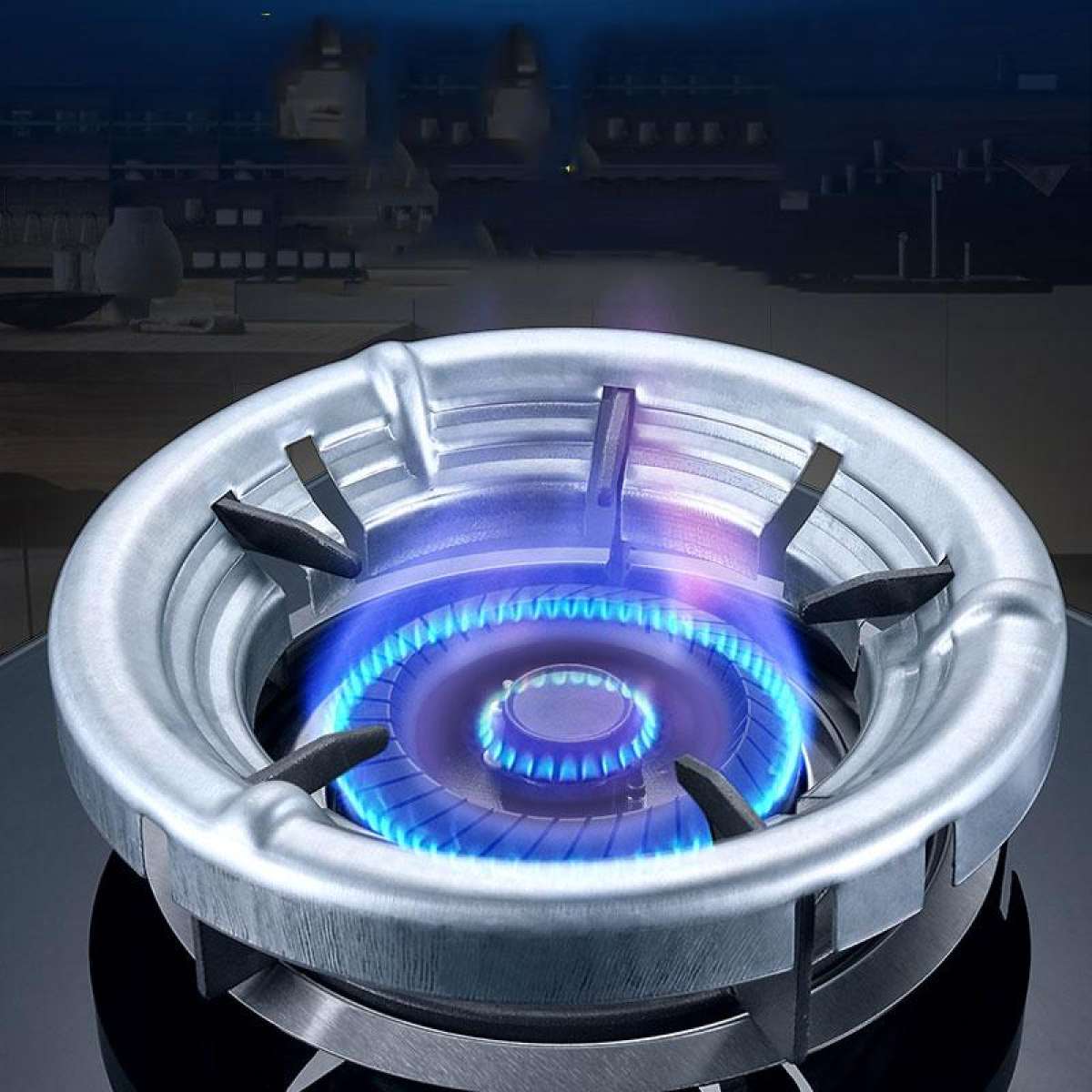 Kiềng chắn gió bếp ga chắn gió từ bên ngoài thổi vào, đồng thời ngăn nhiệt tỏa ra môi trường làm hao hụt ngọn lửa tiết kiệm tới 40% dùng được cho tất cả các loại bếp ga