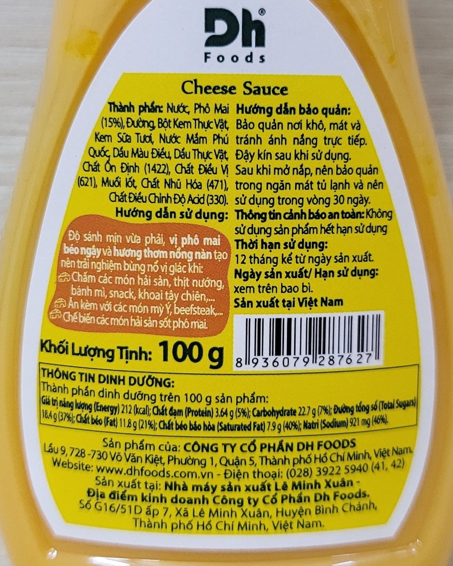 DH FOODS (chai 100g) SỐT PHÔ MAI Cheese Sauce