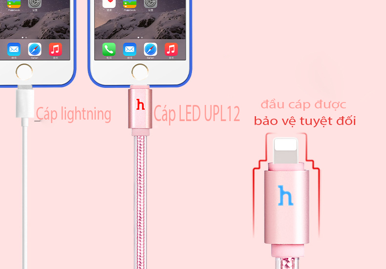 Cáp sạc iphone tự ngắt Hoco UPL12 có đèn led báo hiệu