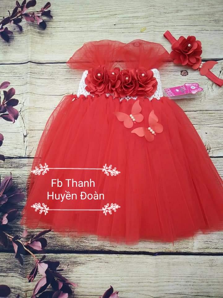 Váy Tutu công chúa Màu đỏ hoa to