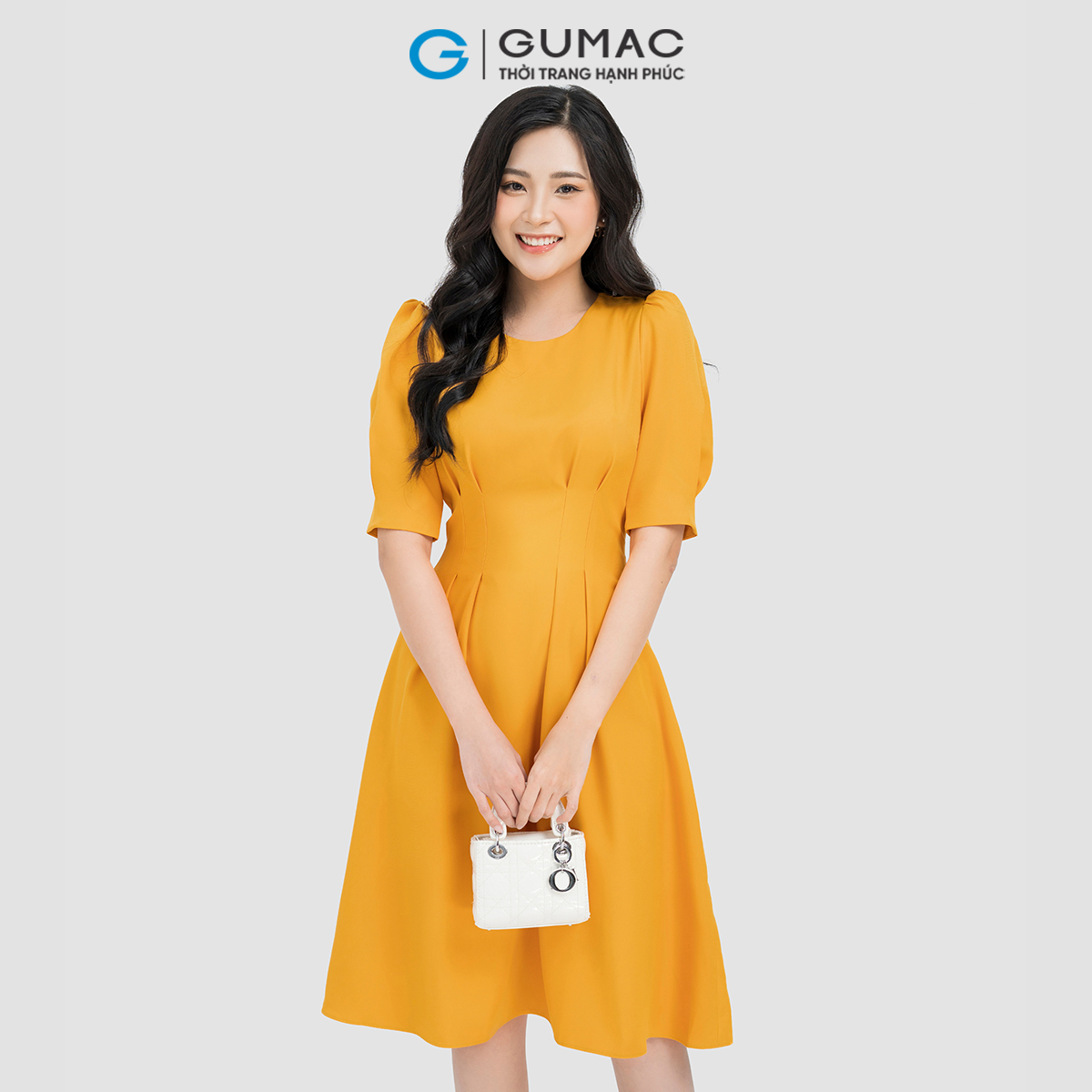 [15 - 17.6 |Voucher 8-15%] Đầm nữ tay phồng chiết ly GUMAC LDE0606