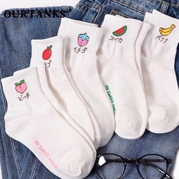 [HCM]Combo 5 đôi vớ hoa quả trắng