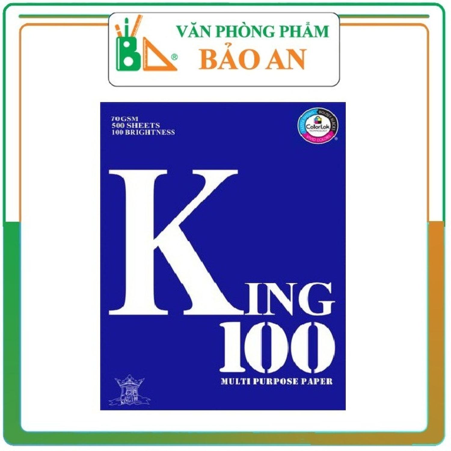 Giấy in king 100 a4 70gsm - văn phòng phẩm bảo an