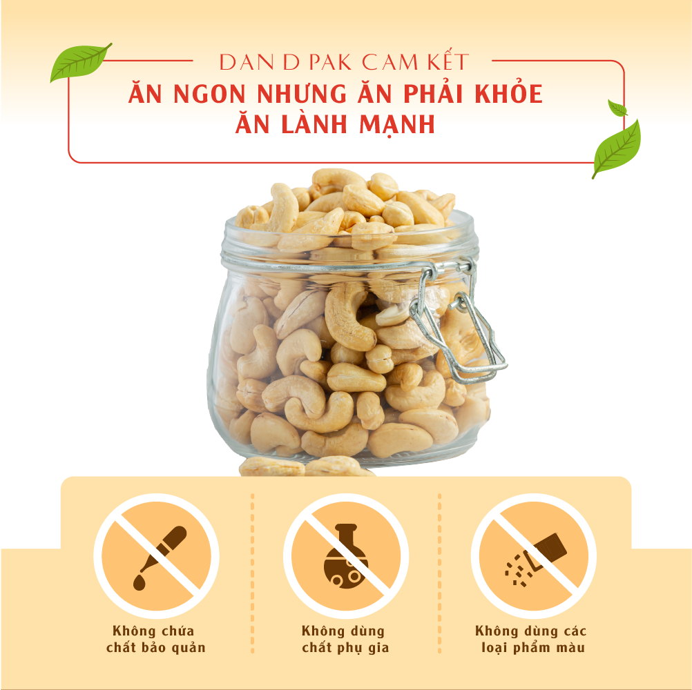 [Chính hãng] Hạt Điều Không Muối 1kg Dan D Pak