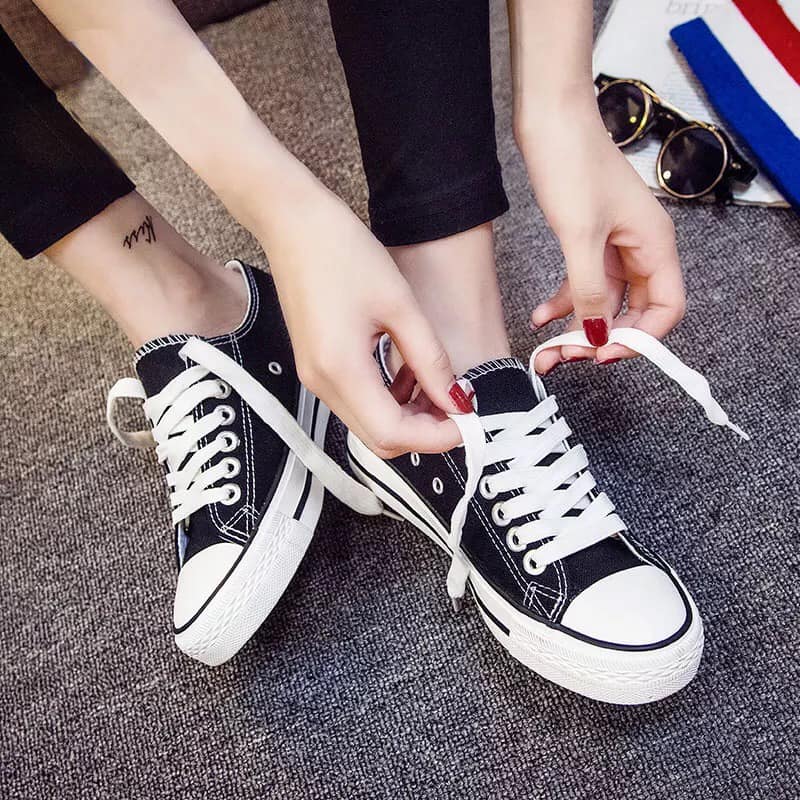 [ HÀNG FULL BOX] Giày Sneaker Nữ CV Cổ Thấp Màu Đen cực đẹp