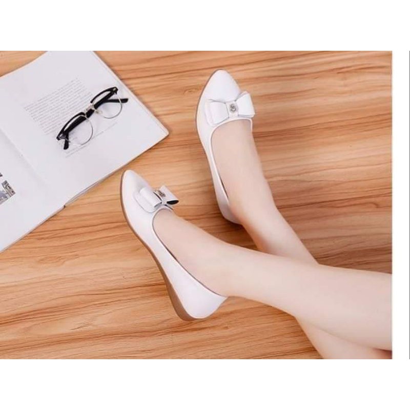 Giày búp bê da mềm đế cao 2p