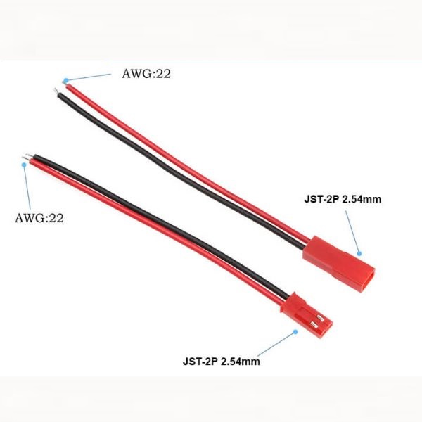 Dây nối pin JST-2P cặp đực cái 15cm