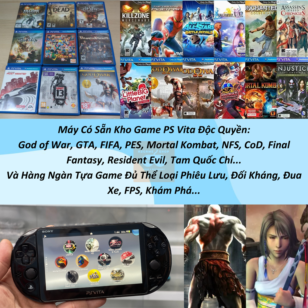 Máy Chơi Game PS Vita 2000 (Kho GameFree 5000+ PSP/PS1/GBA/NES/SNES/GAME THÙNG...) Đầy Đủ Phụ Kiện