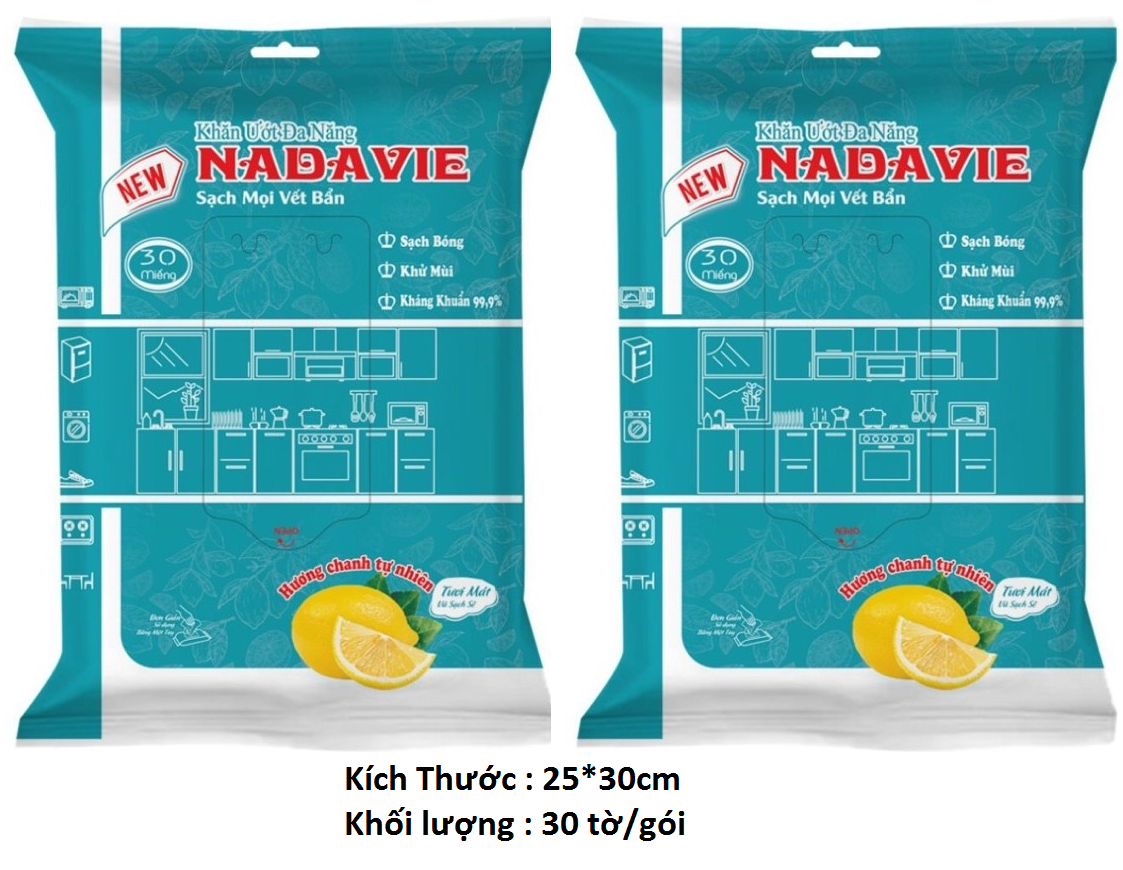 Khăn ướt đa năng Nadave hương chanh 30 miếng