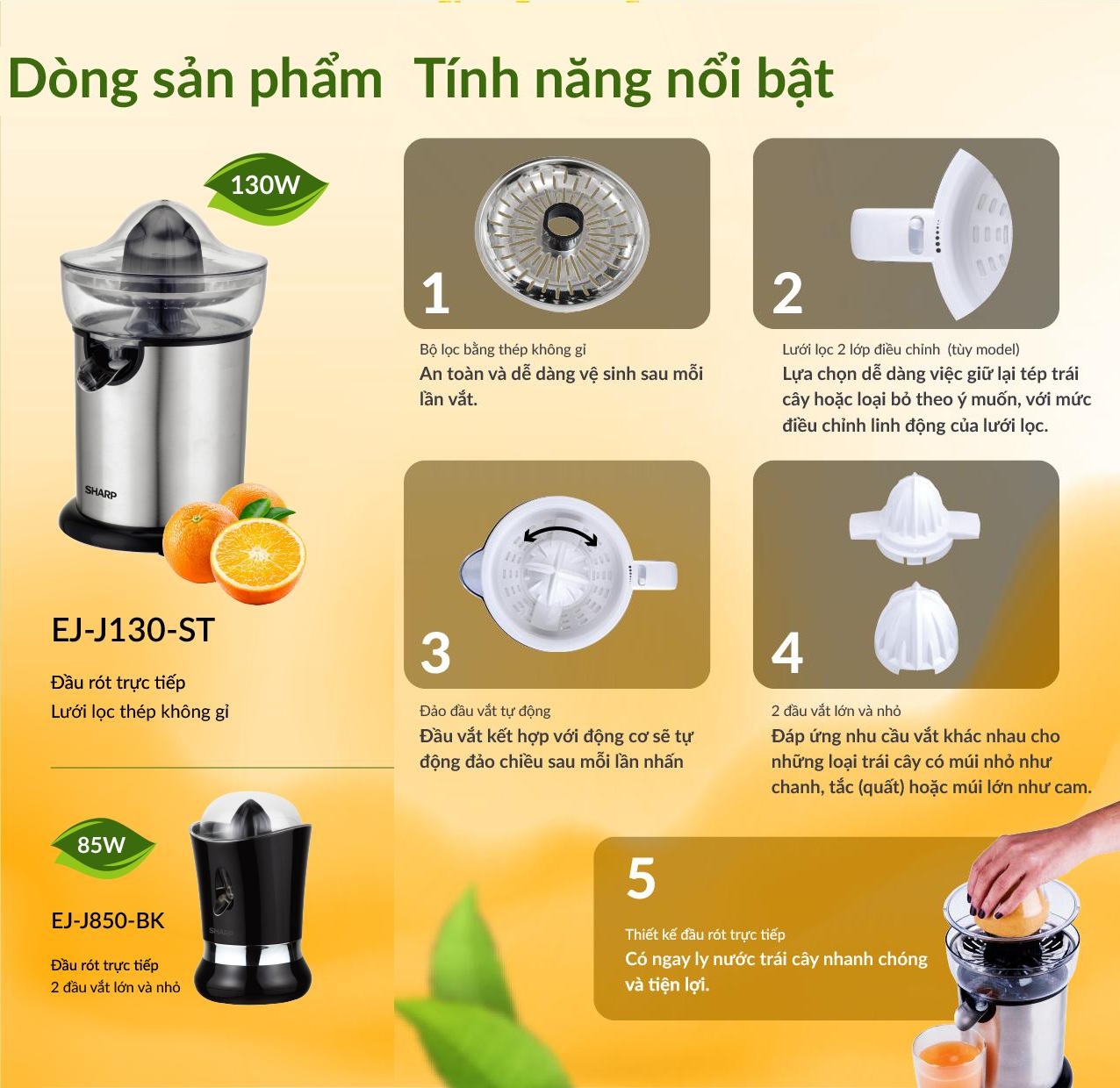 Máy Vắt Cam SHARP EJ-J850-BK