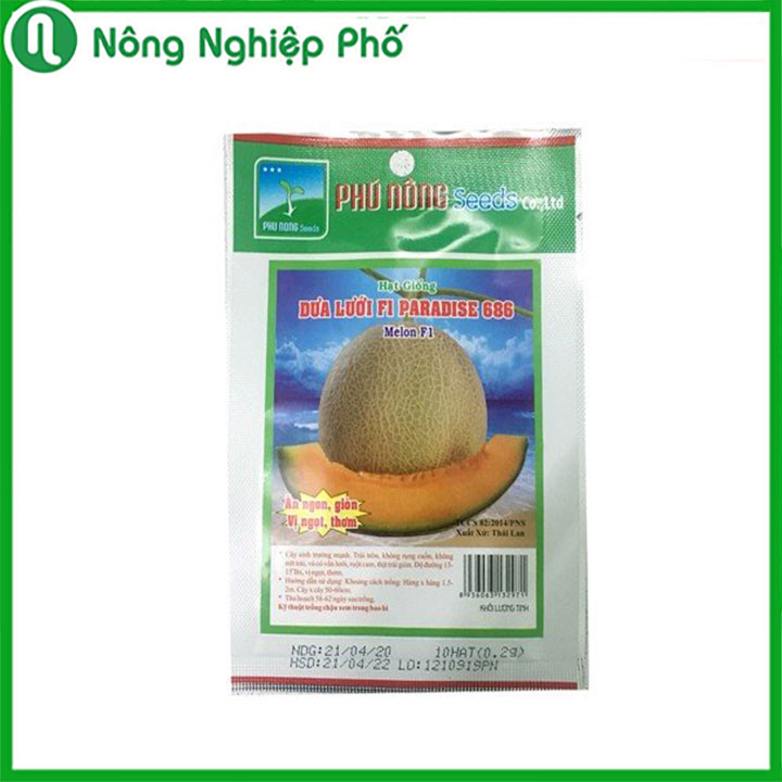 Hạt giống dưa lưới paradise pn686 phú nông - gói 10 hạt - nông nghiệp phố