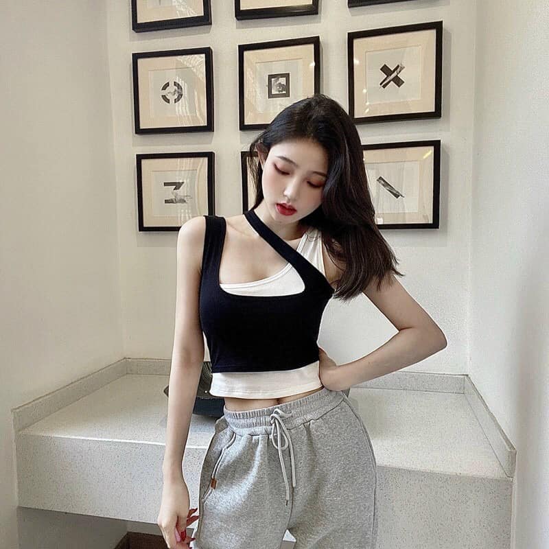 (ẢNH THẬT) ÁO CROPTOP BA LỖ CÓ ĐỆM NGỰC HÀNG