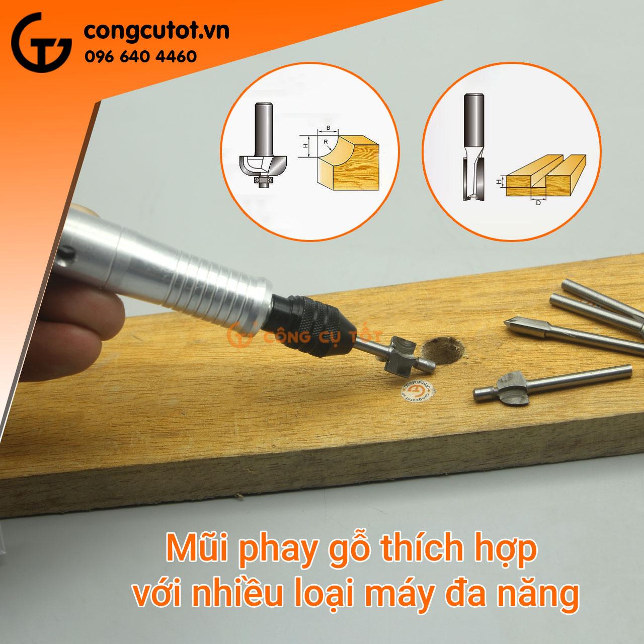 Bộ 10 mũi phay gỗ phủ titan