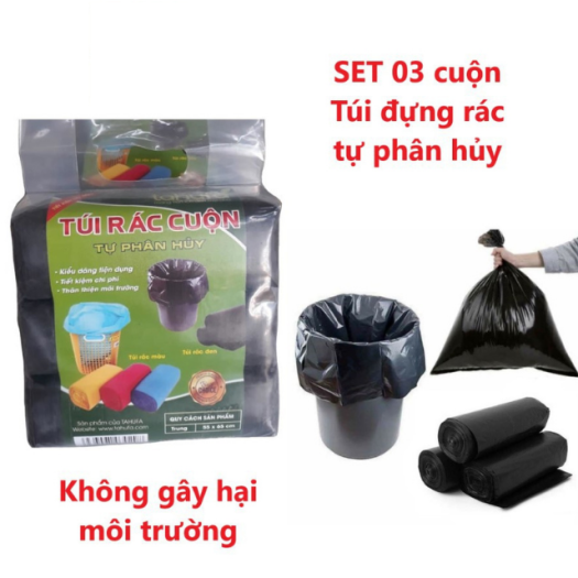 COMBO 3 Cuộn Rác Đen Tự Phân Hủy