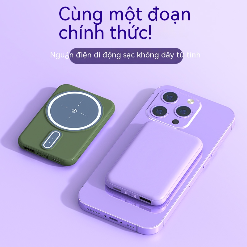 Sạc Pin Dự Phòng 100% PD QC 3.0 Pin dự phòng 50000mAh Sạc nhanh không dây Mini Pin dự phòng từ tính di động PowerIQ tốc độ cao