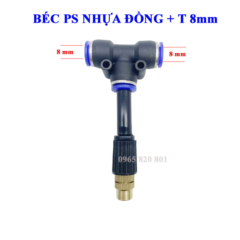 Béc phun sương đồng đơn kèm T 8,10,12mm