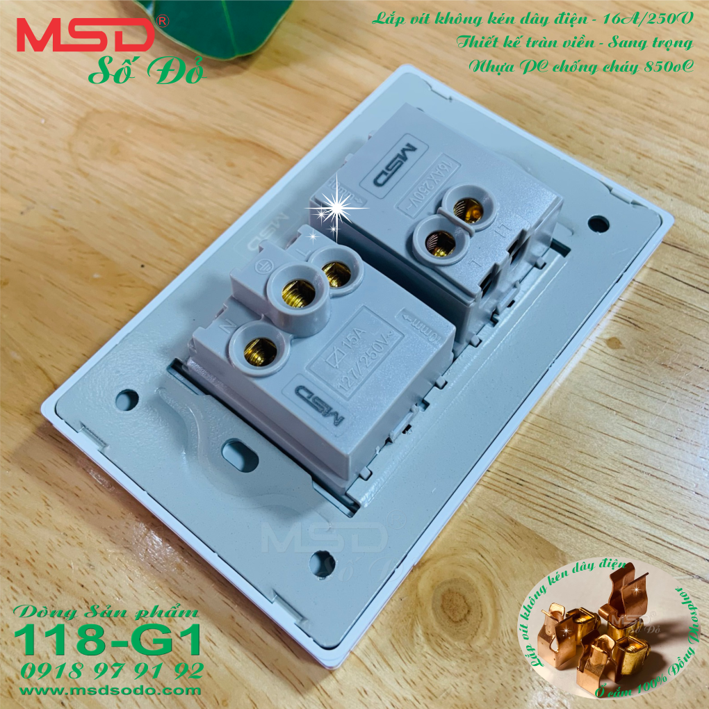 CÔNG TẮC ĐƠN + Ổ CẮM ĐƠN 3 CHẤU -MSD-B10