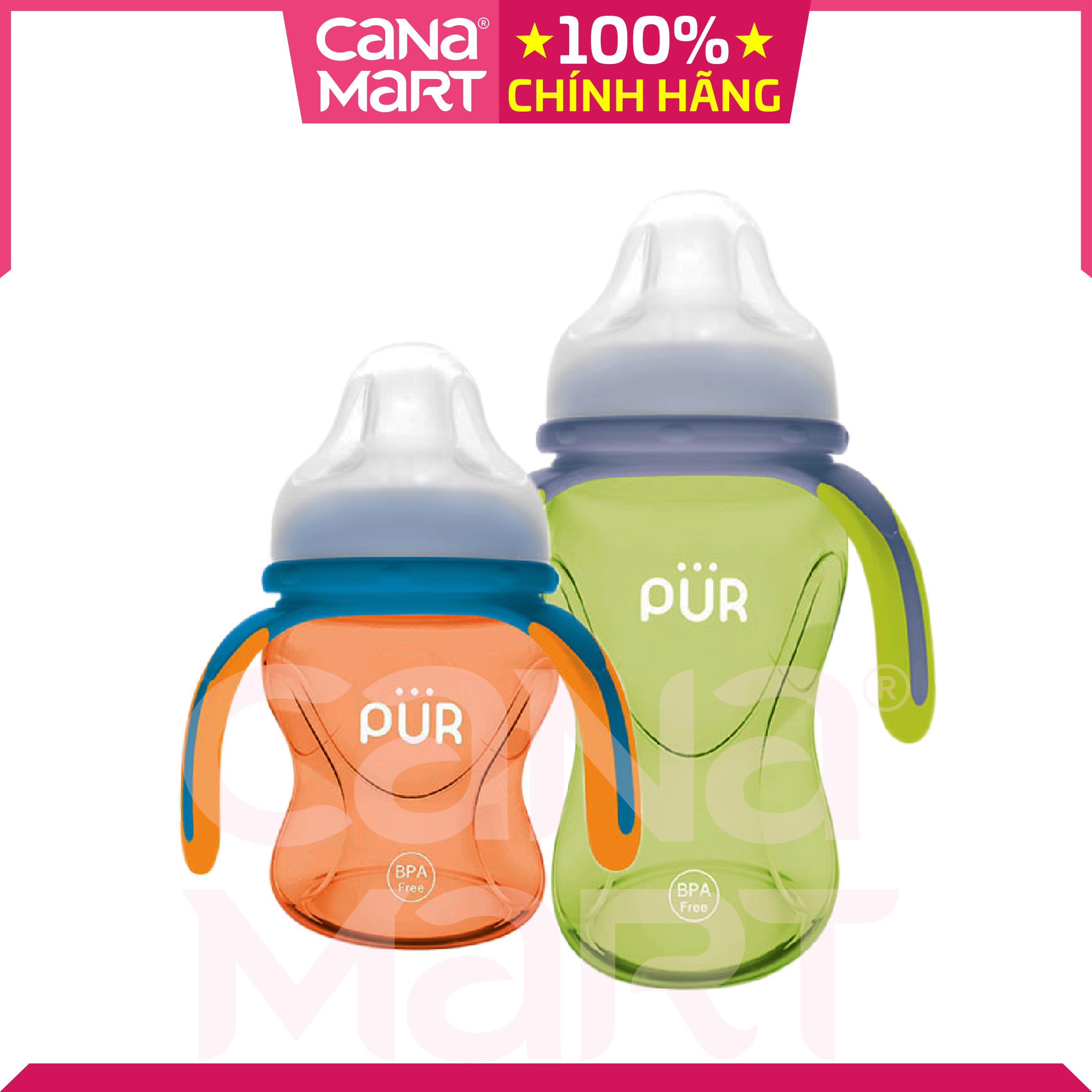 Bình (cốc) tập uống 3 quai Pur 250ml (9004)