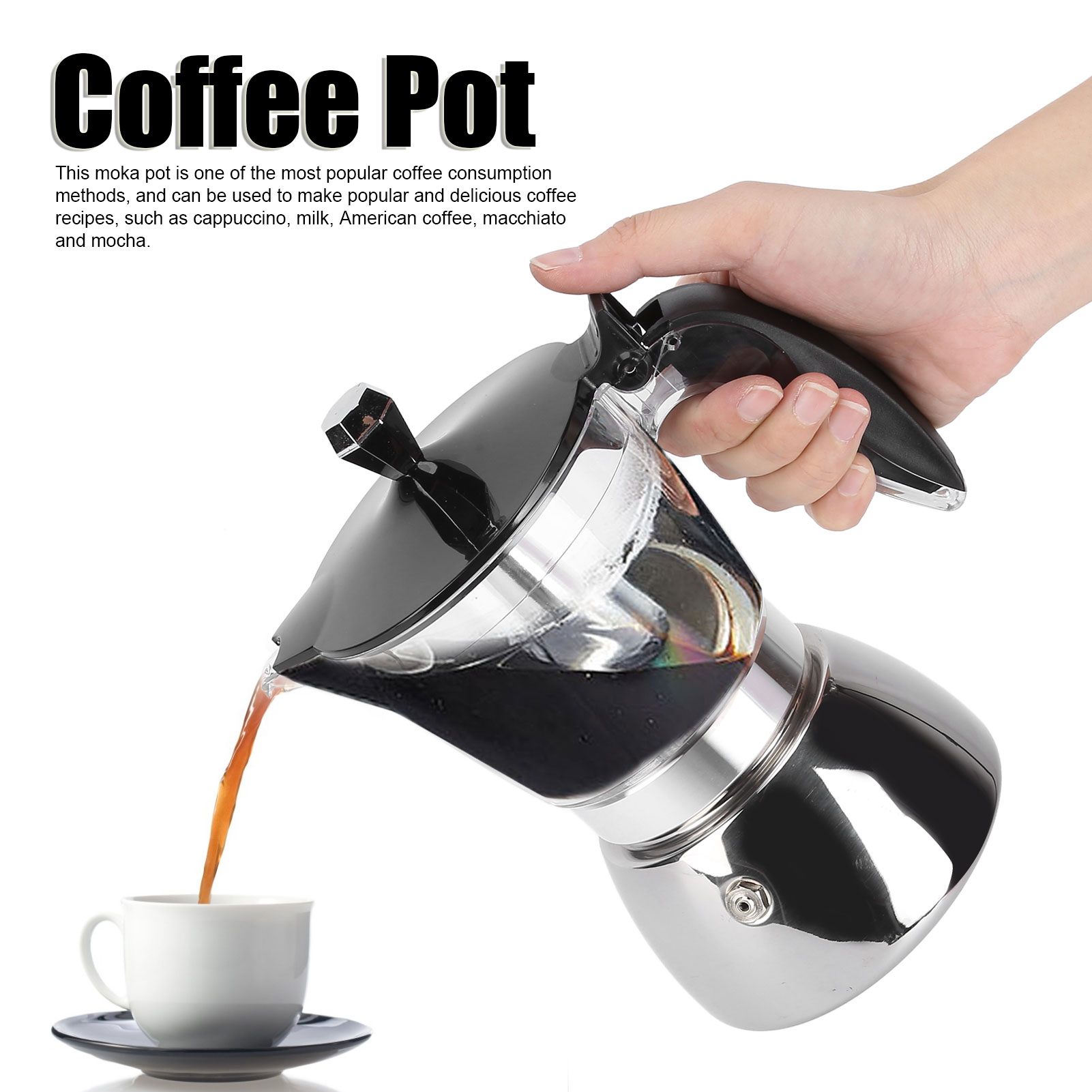 Bình pha cà phê bằng thép không gỉ Moka Pot gia dụng để pha cà phê
