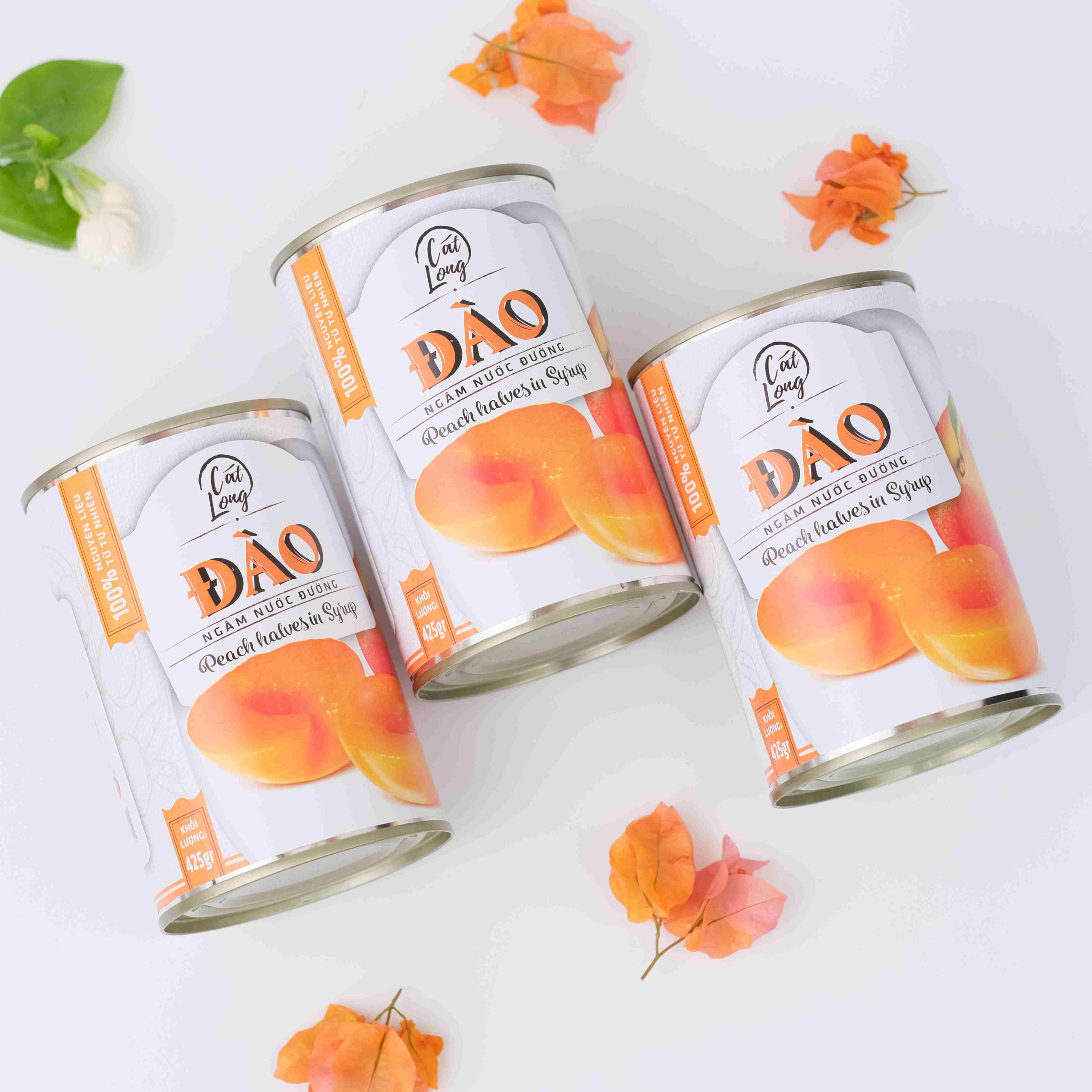 Đào ngâm nước đường Cát Long 425gr