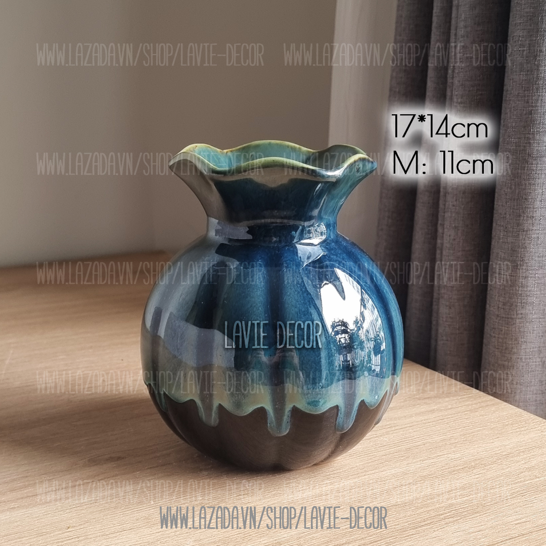 Lọ hoa gốm sứ men hỏa biến vân đá Bát Tràng