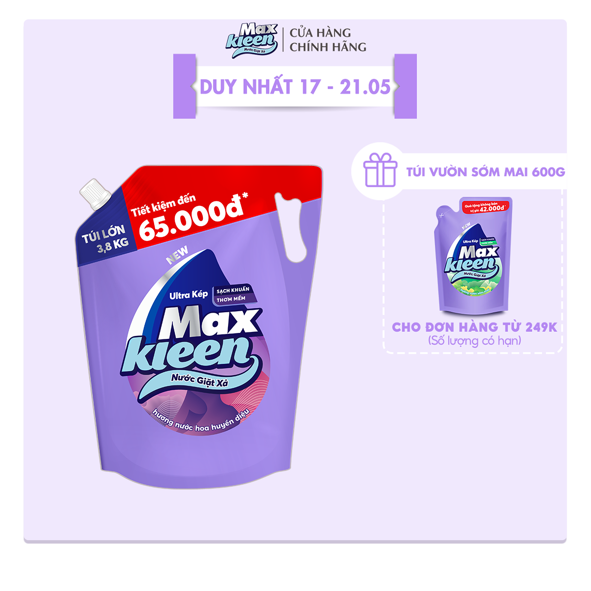 HCM - Túi nước giặt xả Maxkleen 3.8kg