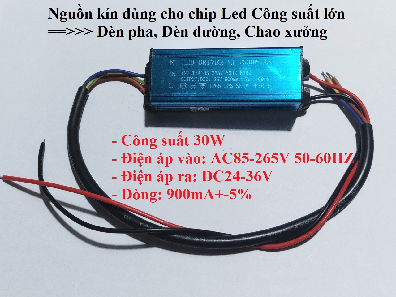 Nguồn led driver xanh đèn pha 30w, 50w dc 24-36v