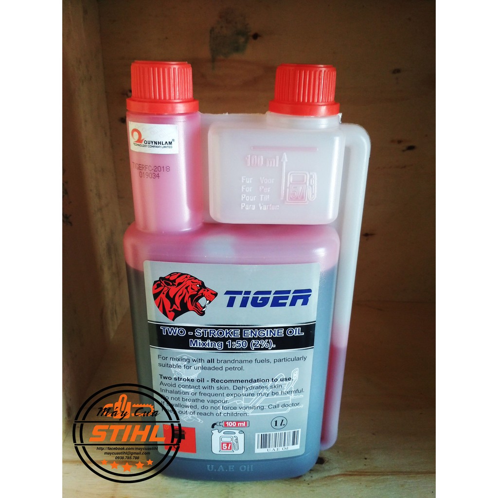 Nhớt 2t Pha Xăng TIGER 1 Lít - thắng máy cưa xích