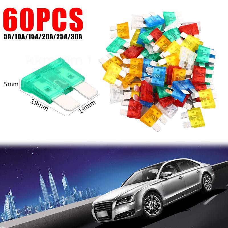 Bộ 60 cầu chì 5a / 10a / 15a / 20a / 25a / 30a cho xe hơi