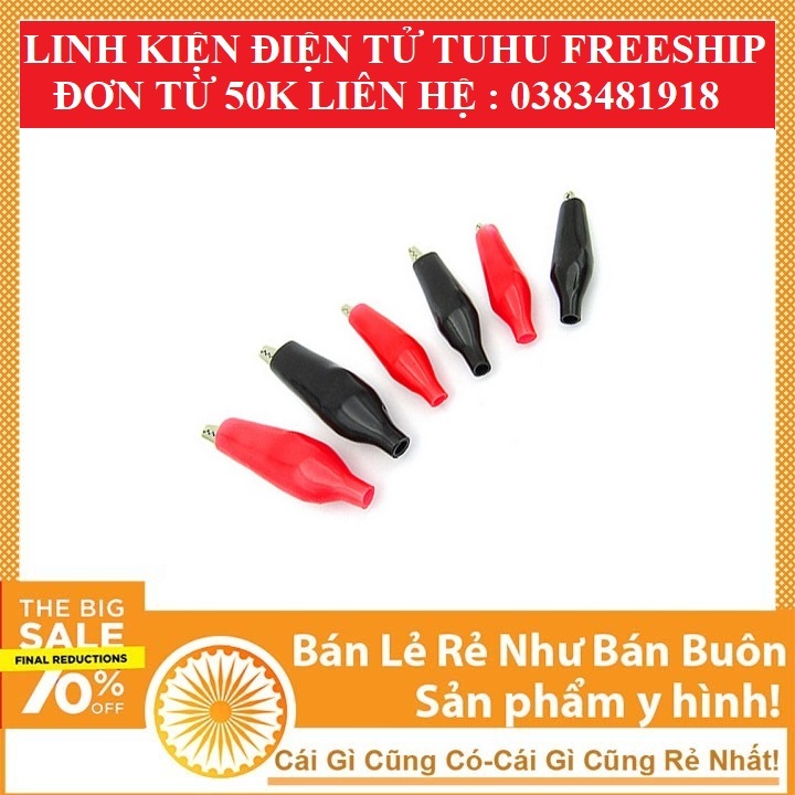 Kẹp Cá Sấu 45mm - 1 cặp Đỏ Đen