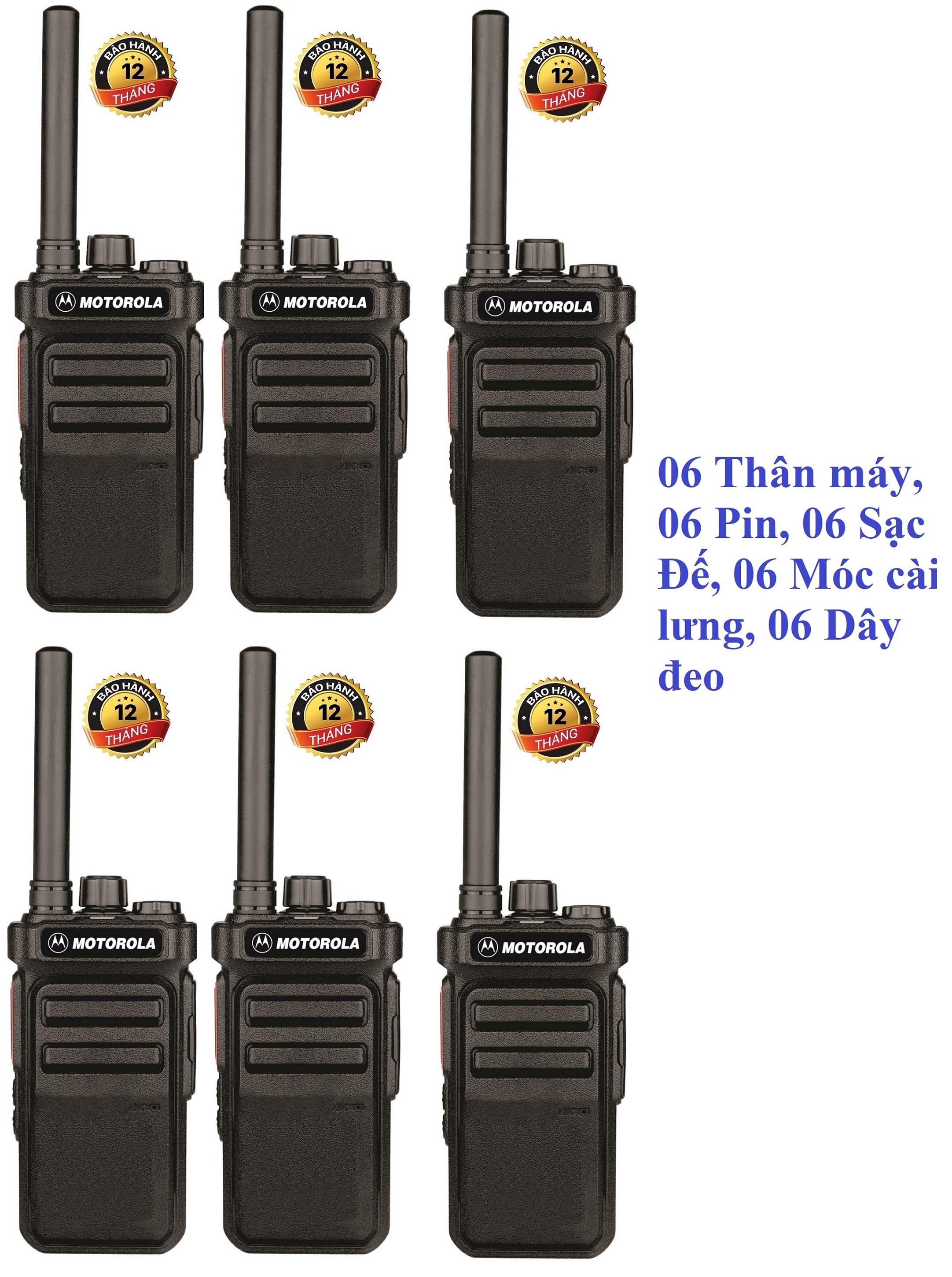 Bộ 6 Bộ đàm Motorola CP988 (Nhỏ gọn âm thanh trong, 2 chế độ sạc, Pin dung lượng cao sử dụng lớn hơn 18 tiếng, siêu bền, cự ly liên lạc xa)
