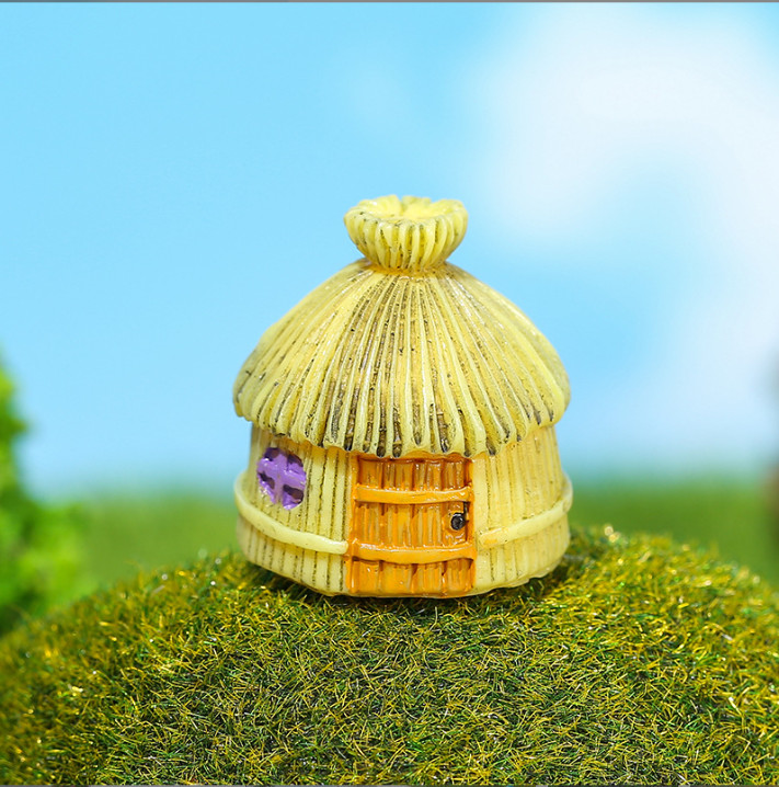 Mô hình nhà chòi nông thôn vàng decor terrarium trang trí tết tiểu cảnh chậu terrarium