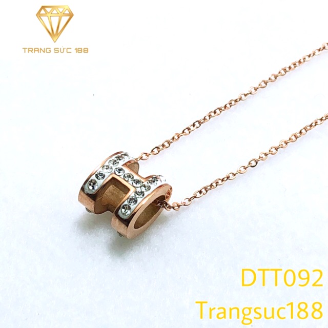 [HCM]Dây chuyền titan chữ H Đính Đá DTT092