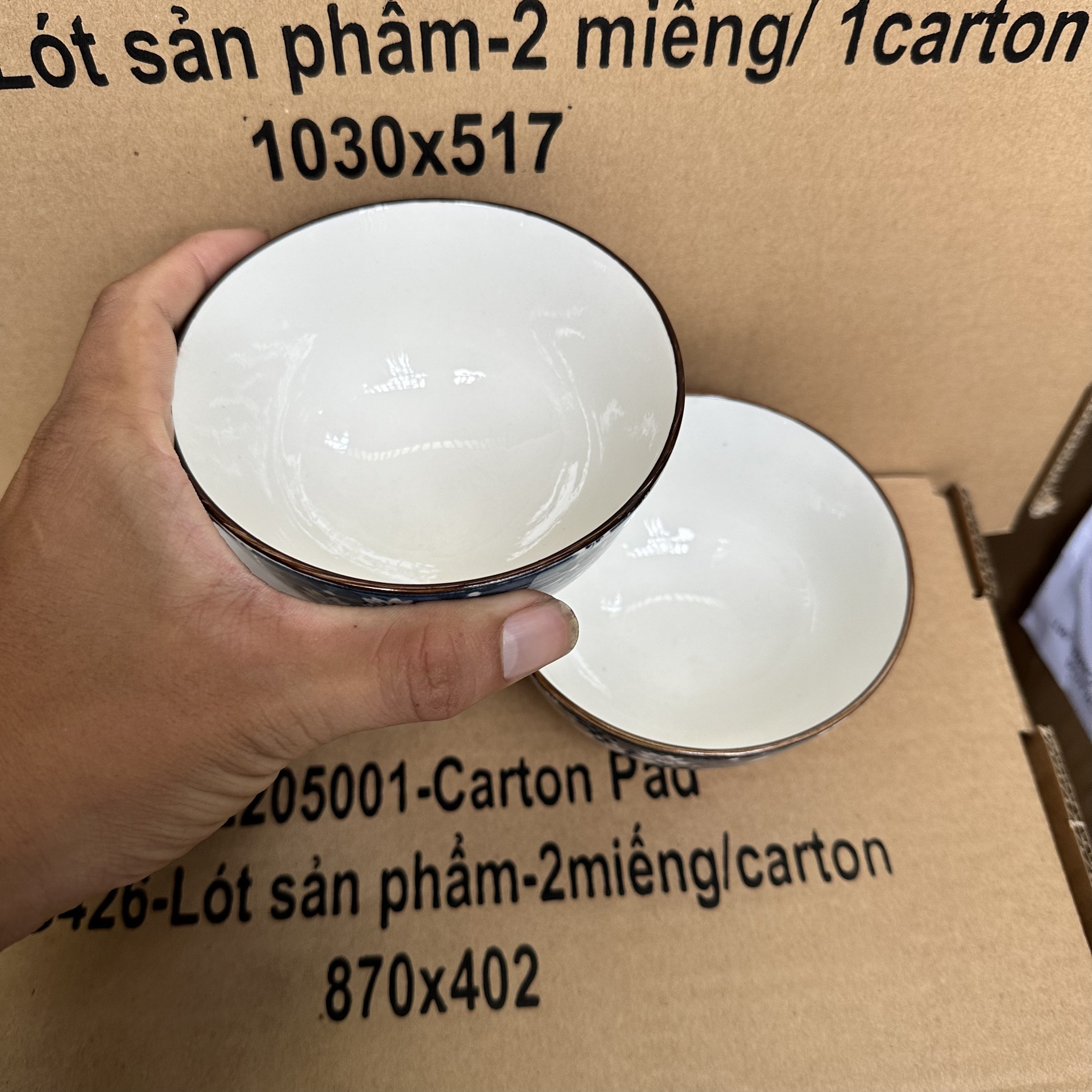 Bộ 10 chén sứ ăn cơm - bộ chén màu xanh trắng ( giao màu ngẫu nhiên )