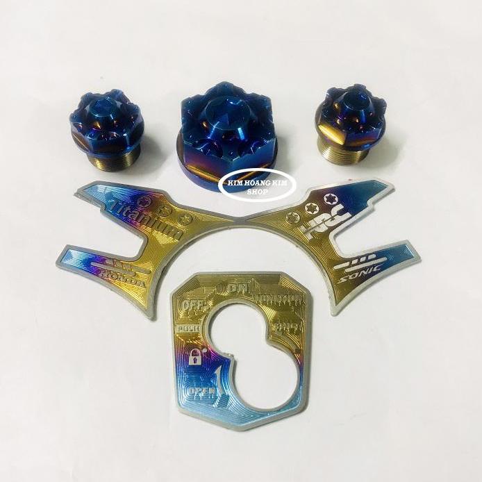 SONIC Combo (3 ốc ghi đông + tem dán ghi đông titan+ổ khóa titan) dành cho xe SONIC